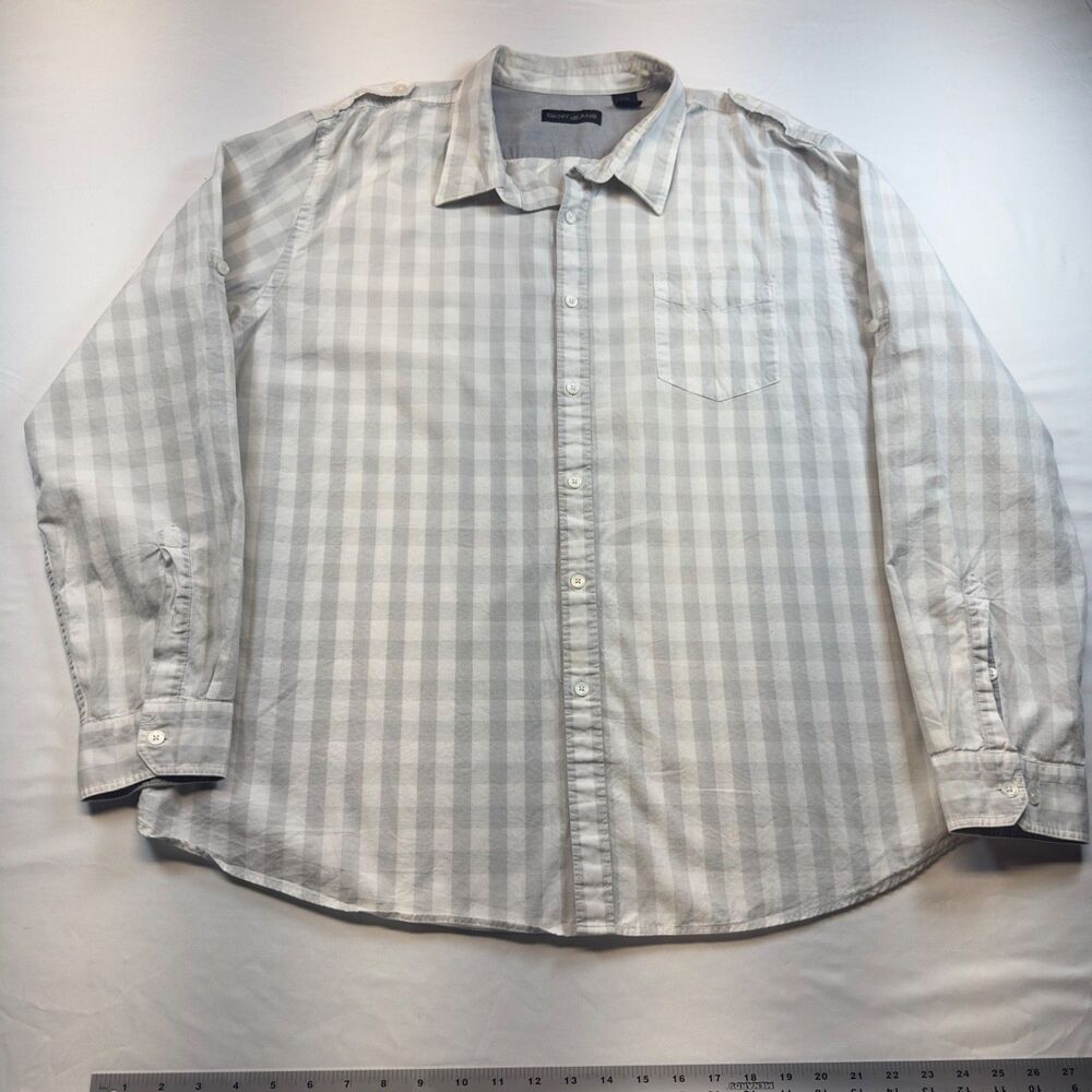 DKNY PLAID GRAY BUTTON DOWN MENS SHIRT SIZE 2XL